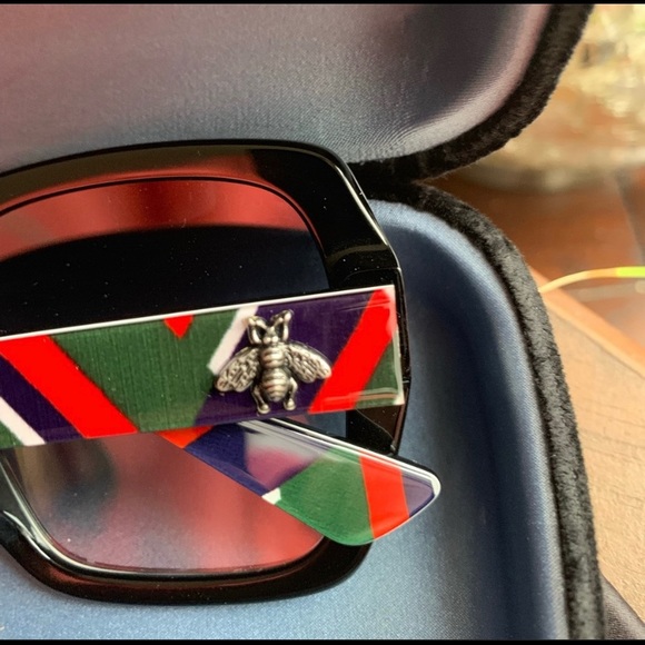 Authentic Gucci 55m plaid Acetate Square Sunglasse - Picture 2 of 8